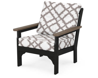 POLYWOOD® Vineyard Deep Seating Chair in White / Kona / Trellis Grey Mist