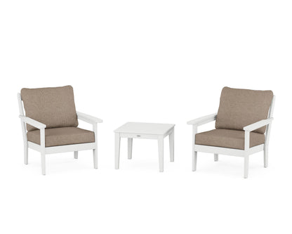 Country Living Cottage 3-Piece Deep Seating Set in White / Spiced Burlap
