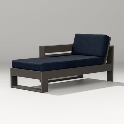 PW Designer Series Latitude Modular Left Arm Chaise in Vintage Coffee / Marine Indigo