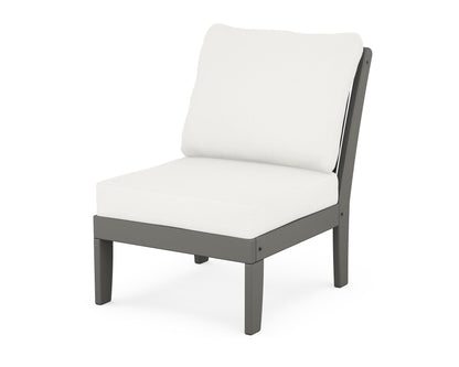 POLYWOOD® Braxton Modular Armless Chair in Slate Grey / Natural Linen