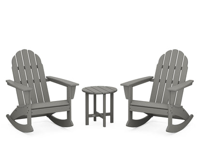 POLYWOOD® Vineyard 3-Piece Adirondack Rocking Chair Set in Slate Grey