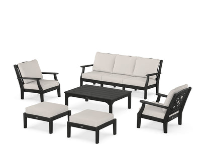 Martha Stewart by POLYWOOD® Chinoiserie 6-Piece Lounge Sofa Set in Black / Cast Ash