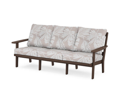 POLYWOOD® Prairie Deep Seating Sofa in Mahogany / Leaf Dune Burlap
