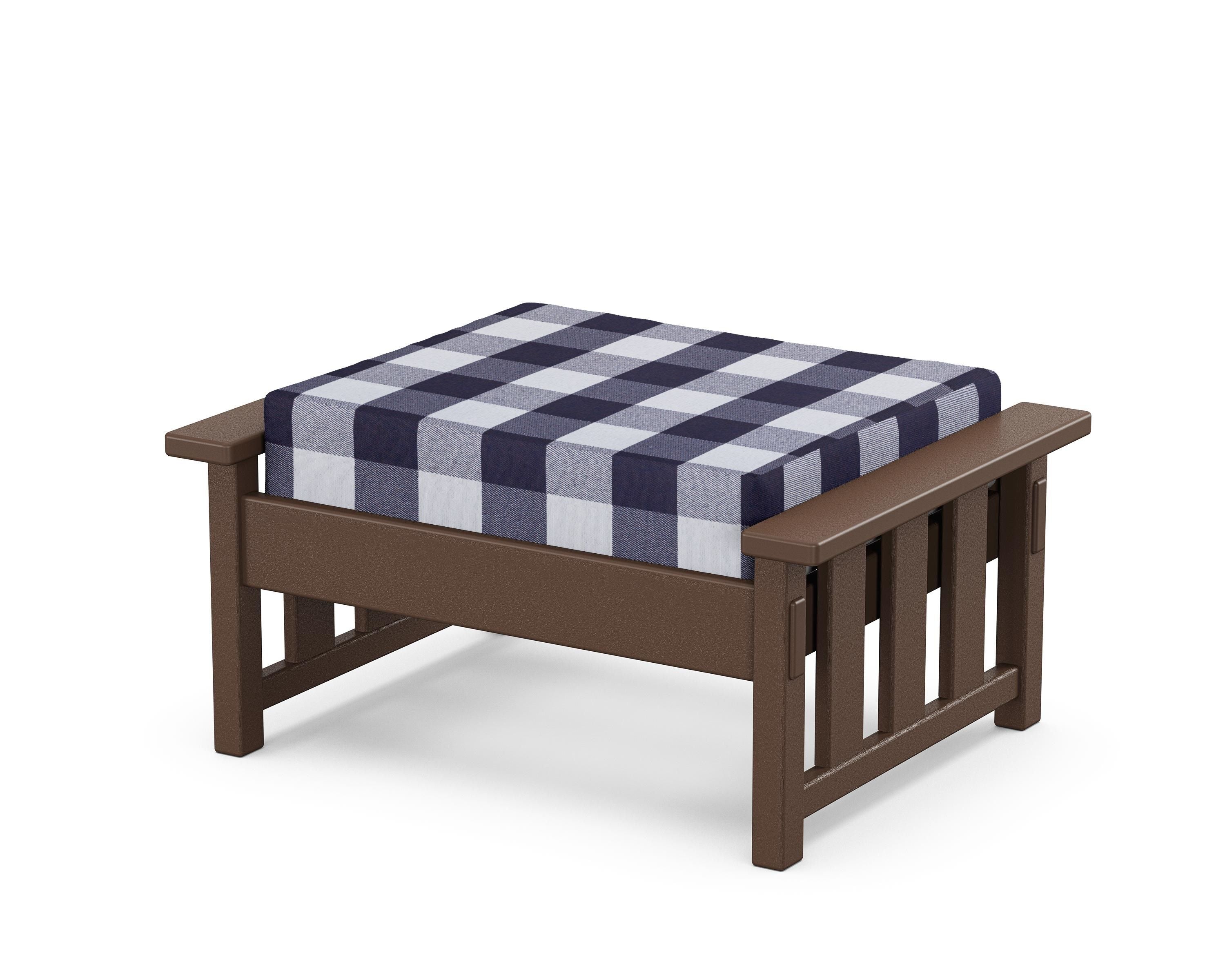 Martha Stewart by POLYWOOD® Acadia Deep Seating Ottoman in Mahogany / Buffalo Plaid Navy