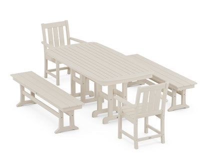 POLYWOOD® Oxford 5-Piece Dining Set with Benches in Sand