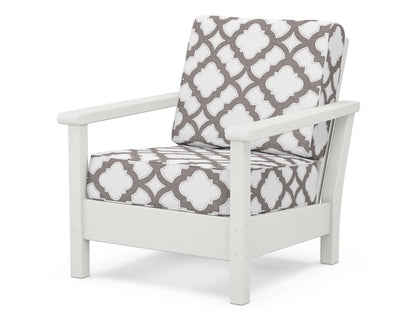 POLYWOOD® Harbour Deep Seating Chair in Vintage White / Trellis Grey Mist