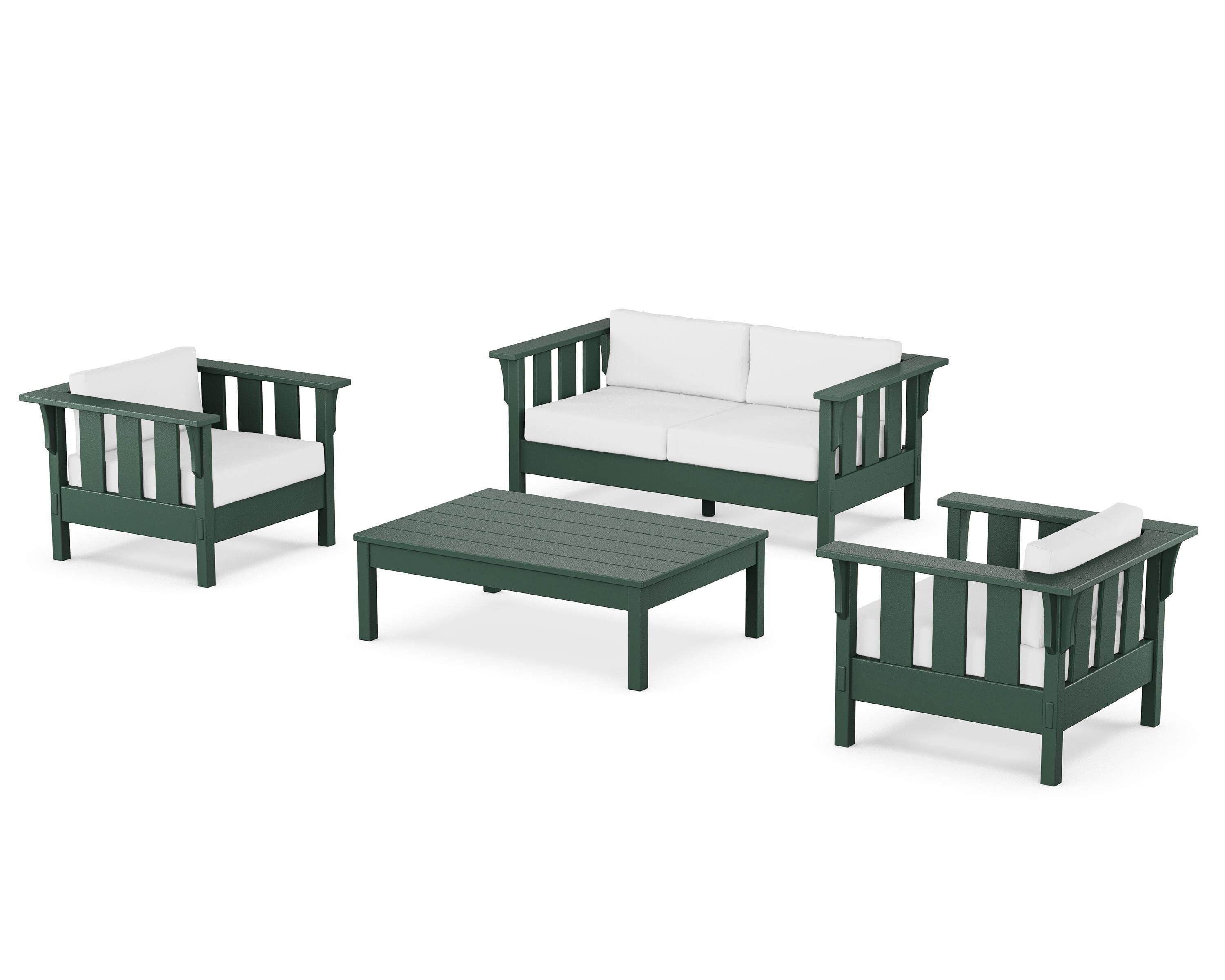 Martha Stewart by POLYWOOD® Acadia 4-Piece Deep Seating Set with Loveseat in Green / Natural