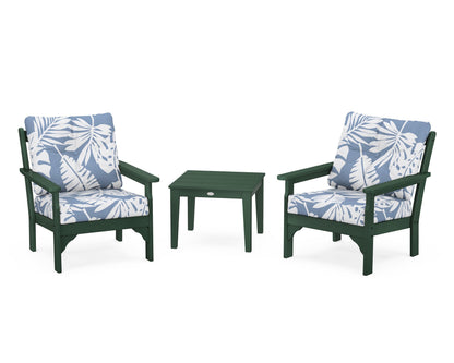 POLYWOOD® Vineyard 3-Piece Deep Seating Set in Green / Leaf Sky Blue