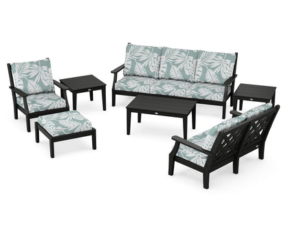 Country Living Wovendale 7-Piece Deep Seating Set in Black / Leaf Glacier Spa