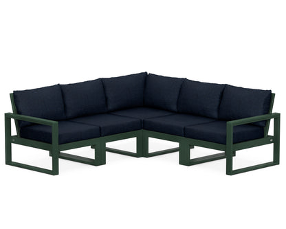 POLYWOOD® EDGE 5-Piece Modular Deep Seating Set in Green / Marine Indigo