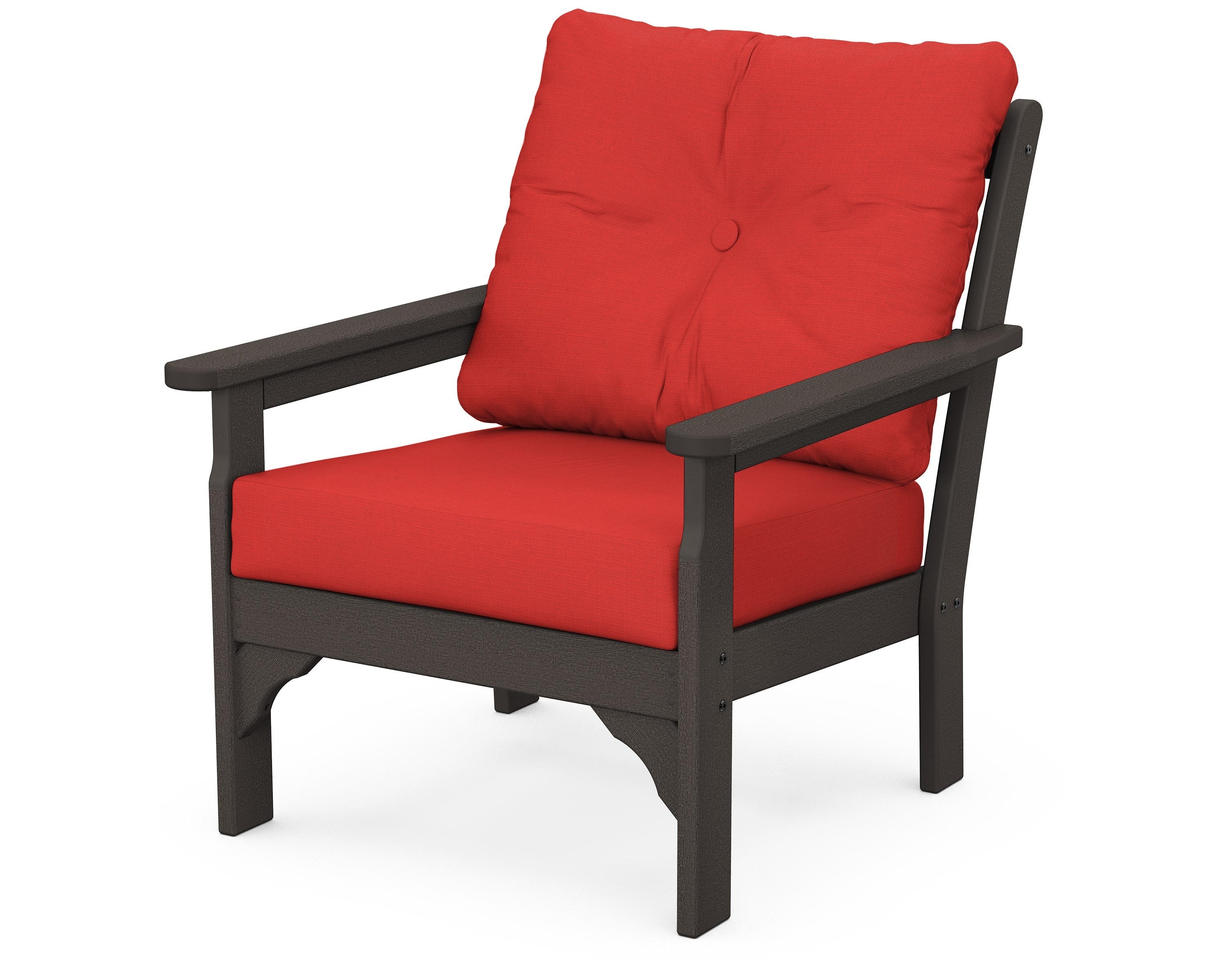 POLYWOOD® Vineyard Deep Seating Chair in Vintage Coffee / Crimson Linen