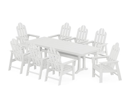 POLYWOOD® Long Island 9-Piece Farmhouse Dining Set with Trestle Legs in White