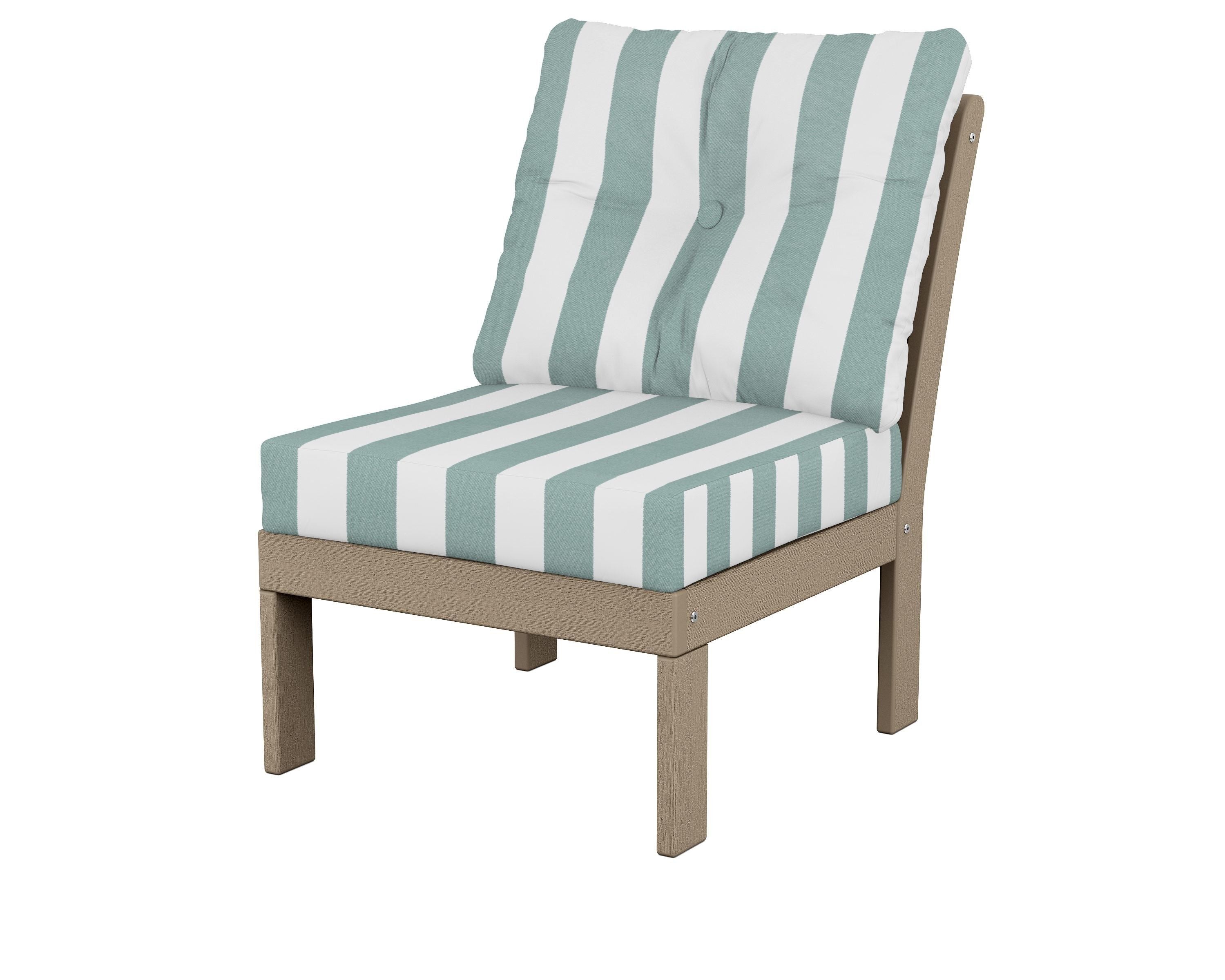 POLYWOOD® Vineyard Modular Armless Chair in Vintage Sahara / Cabana Stripe Glacier Spa