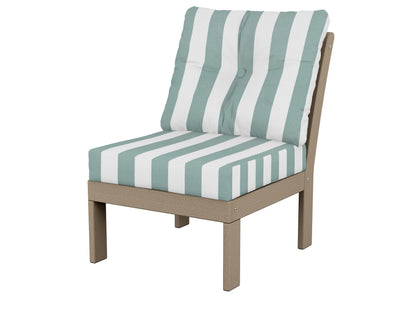 POLYWOOD® Vineyard Modular Armless Chair in Vintage Sahara / Cabana Stripe Glacier Spa