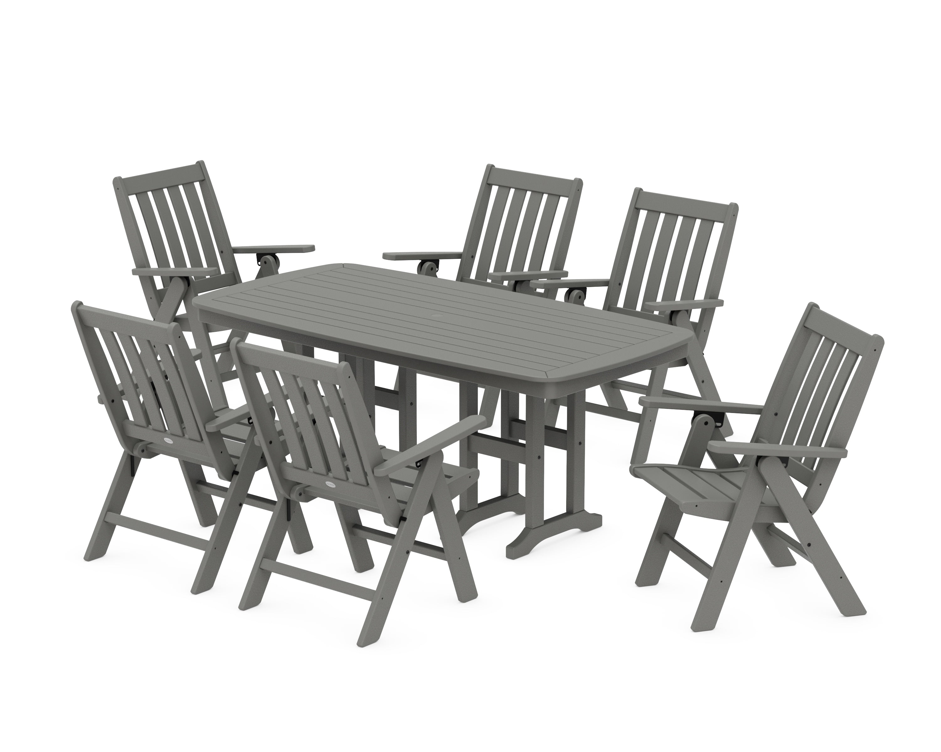 POLYWOOD® Vineyard Folding Chair 7-Piece Dining Set in Slate Grey