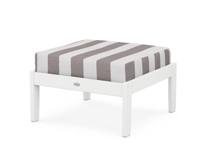 POLYWOOD® Braxton Deep Seating Ottoman in White / Cabana Stripe Grey Mist