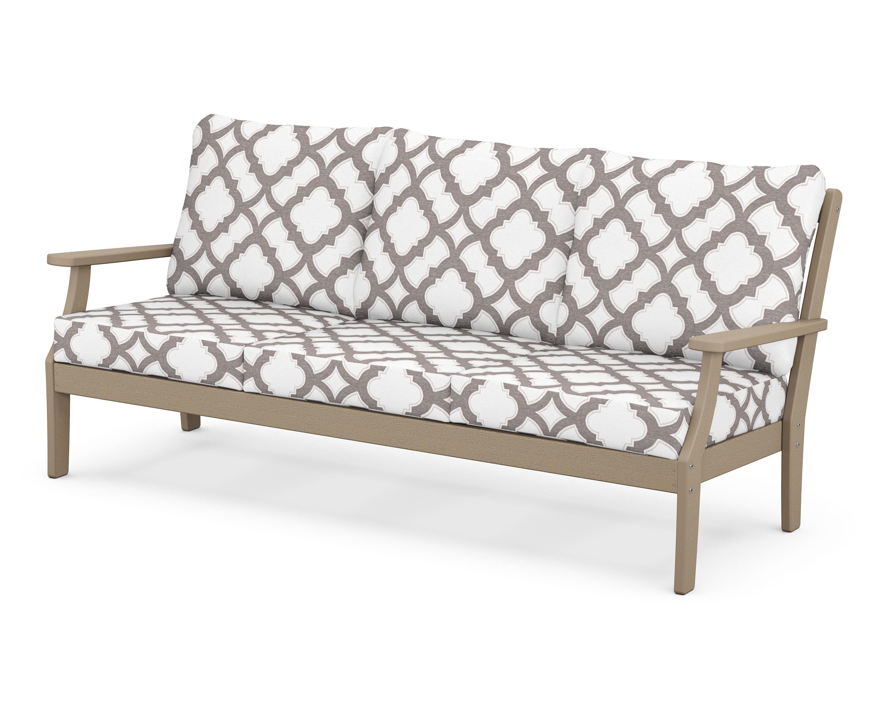 POLYWOOD® Braxton Deep Seating Sofa in Vintage Sahara / Trellis Grey Mist