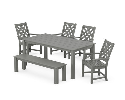 Country Living Wovendale 6-Piece Parsons Dining Set with Bench in Slate Grey