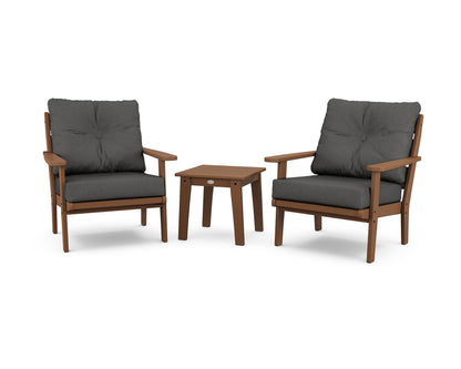 POLYWOOD® Lakeside 3-Piece Deep Seating Chair Set in Teak / Spectrum Carbon