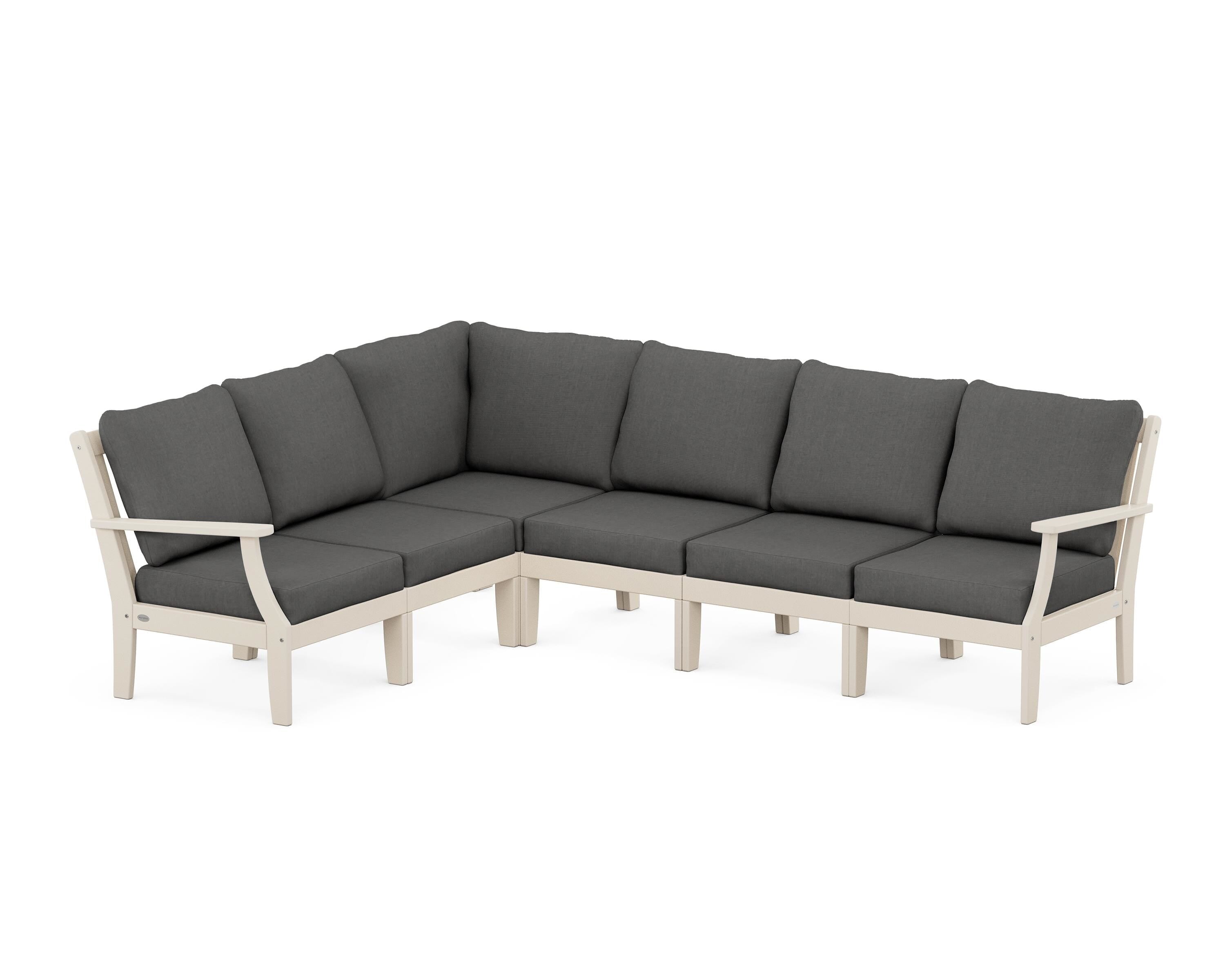 POLYWOOD® Braxton Modular 6-Piece Deep Seating Set in Sand / Spectrum Carbon