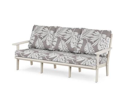 POLYWOOD® Oxford Deep Seating Sofa in Sand / Leaf Grey Mist