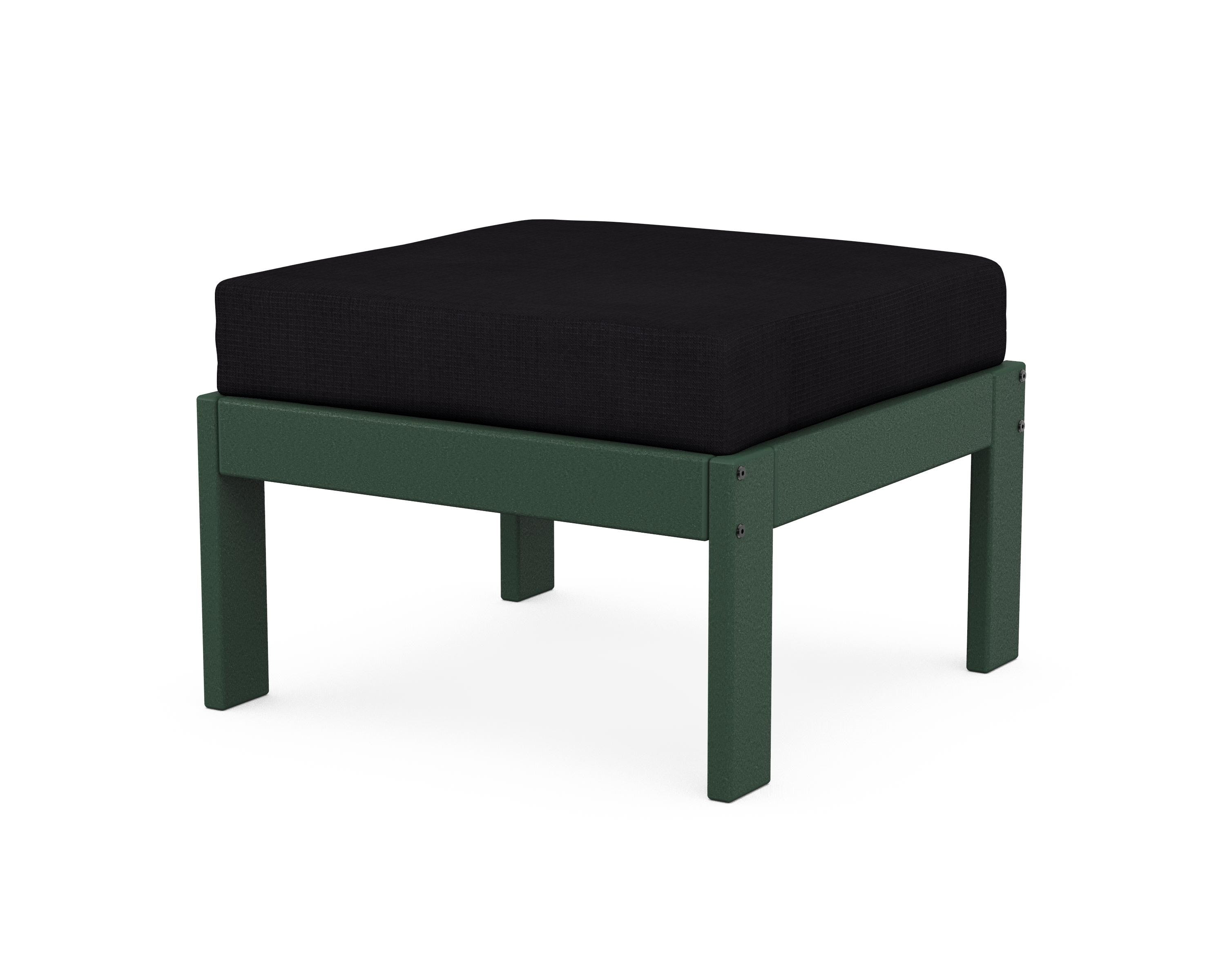POLYWOOD® Vineyard Modular Ottoman in Green / Midnight Linen