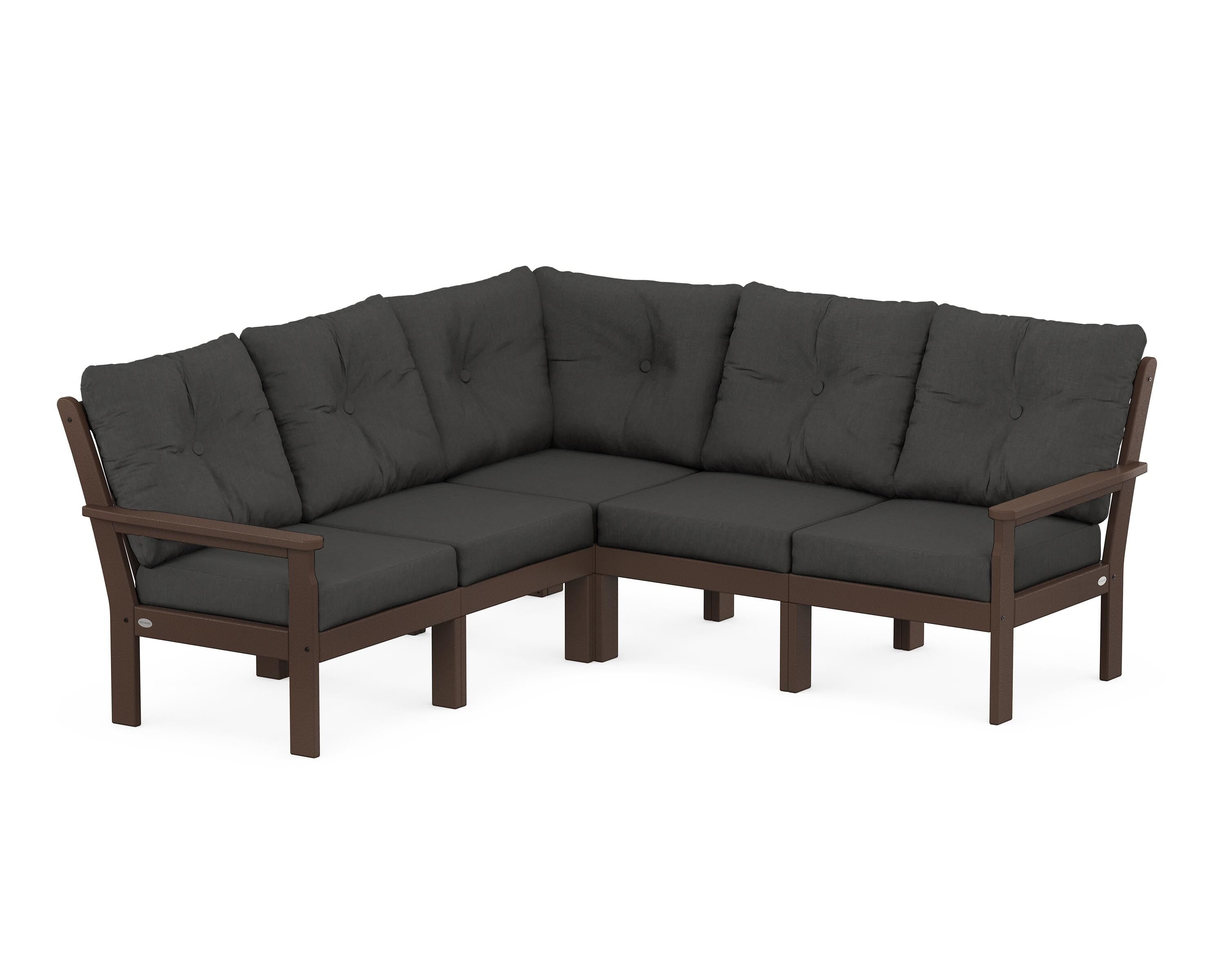 POLYWOOD® Vineyard 5-Piece Sectional in Mahogany / Spectrum Carbon