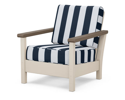 POLYWOOD® Harbour Deep Seating Chair in Sand / Kona / Cabana Stripe Marine Indigo