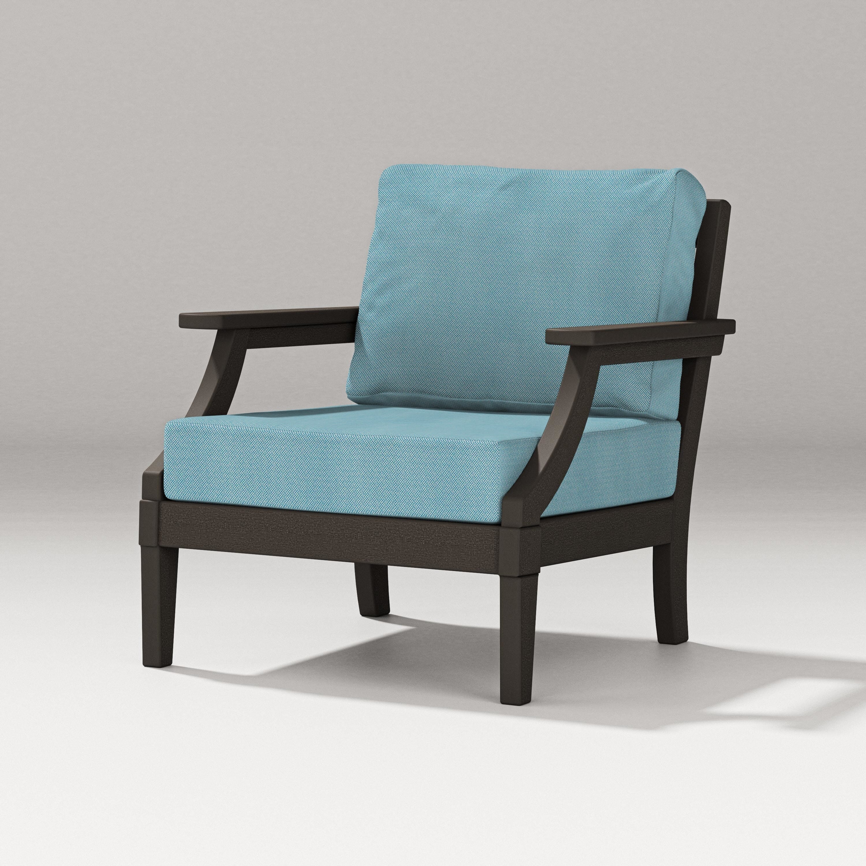 PW Designer Series Estate Lounge Chair in Vintage Coffee / Lattice Sky Blue