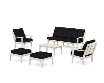 POLYWOOD® Mission 6-Piece Lounge Sofa Set in Sand / Midnight Linen