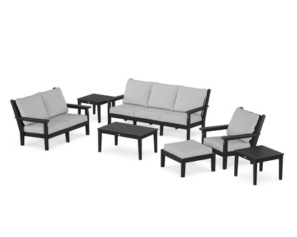 POLYWOOD® Chippendale 7-Piece Deep Seating Set in Black / Granite
