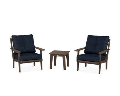 POLYWOOD® Mission 3-Piece Deep Seating Set in Mahogany / Marine Indigo