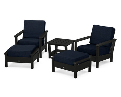 POLYWOOD® Harbour 5-Piece Deep Seating Chair Set in Black / Marine Indigo