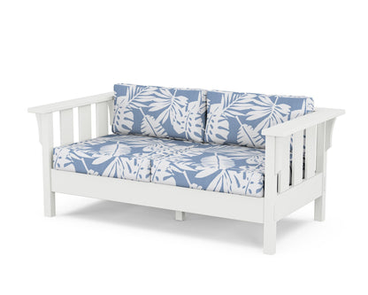 Martha Stewart by POLYWOOD® Acadia Deep Seating Loveseat in White / Leaf Sky Blue