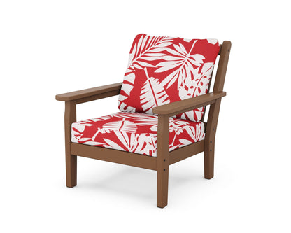 POLYWOOD® Chippendale Deep Seating Chair in Teak / Leaf Crimson