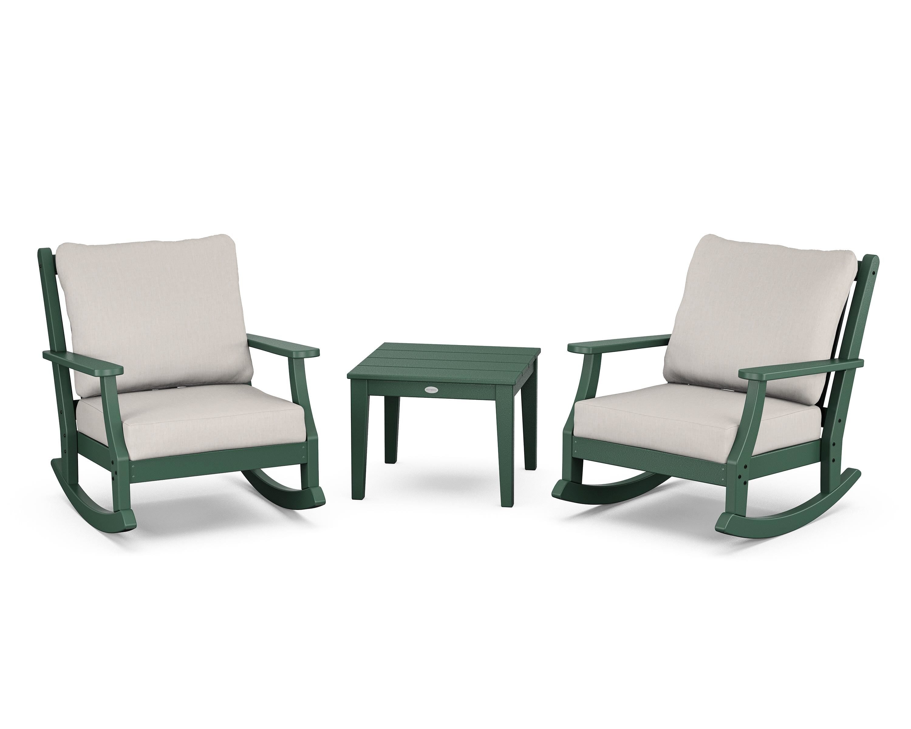 Country Living Wovendale 3-Piece Deep Seating Rocker Set in Green / Cast Ash