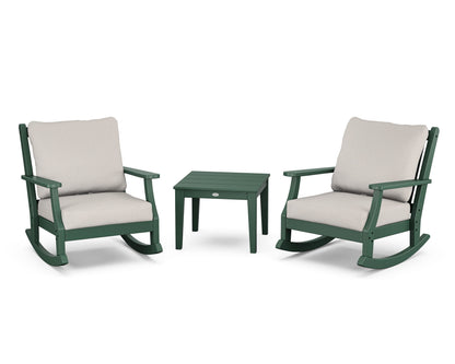 Country Living Wovendale 3-Piece Deep Seating Rocker Set in Green / Cast Ash