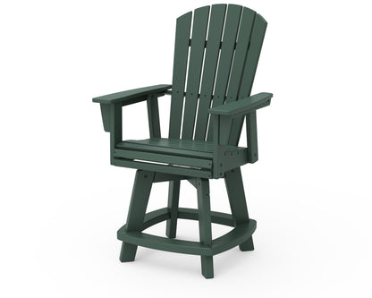 POLYWOOD® Nautical Curveback Adirondack Swivel Counter Chair in Green