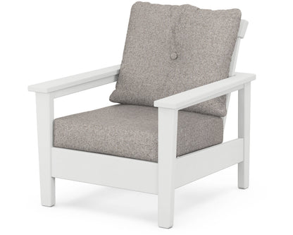 POLYWOOD® Prescott Deep Seating Chair in White / Weathered Tweed