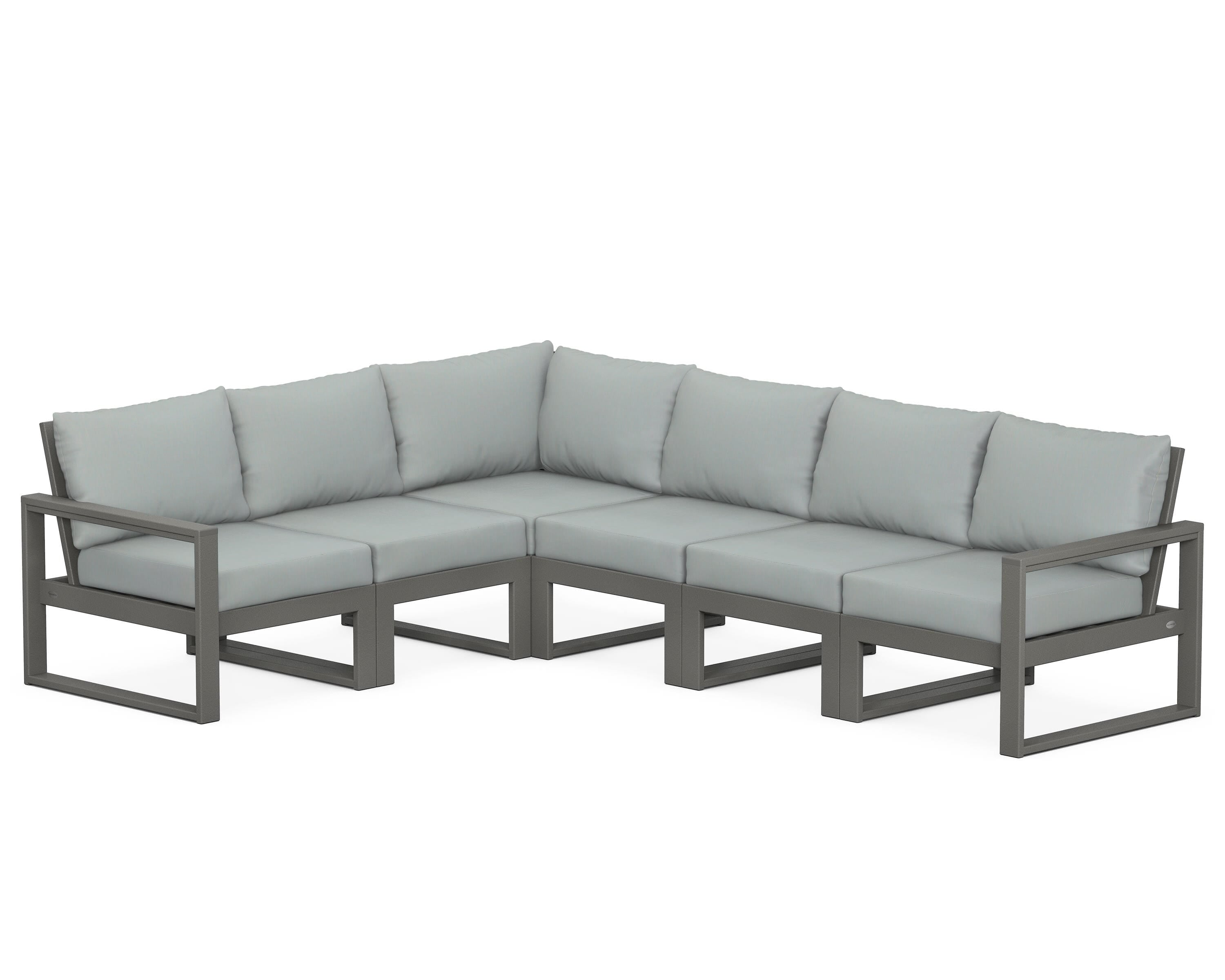 POLYWOOD® EDGE 6-Piece Modular Deep Seating Set in Slate Grey / Spa