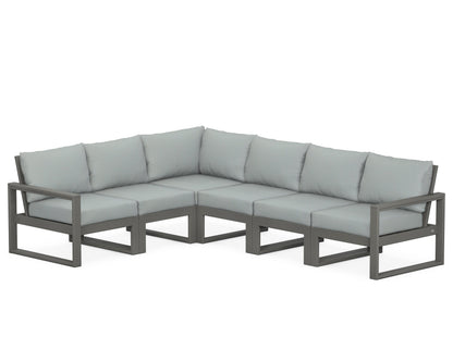 POLYWOOD® EDGE 6-Piece Modular Deep Seating Set in Slate Grey / Spa