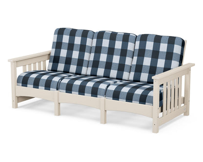 POLYWOOD® Club Mission Sofa in Sand / Buffalo Plaid Marine Indigo