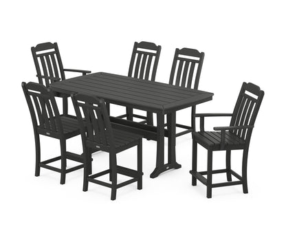 Country Living Cottage 7-Piece Counter Set with Trestle Legs in Black