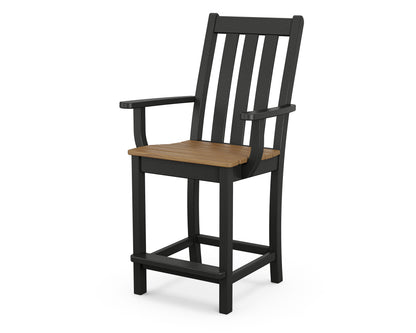 POLYWOOD® Vineyard Counter Arm Chair in Black / Natural