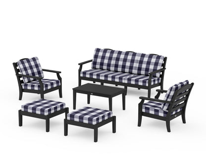 Draper James™ by  POLYWOOD® Savannah 6-Piece Lounge Sofa Set in Black / Buffalo Plaid Navy