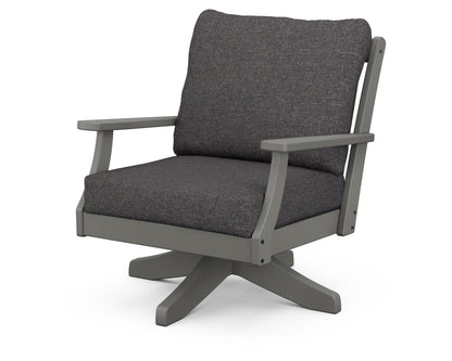 POLYWOOD® Braxton Deep Seating Swivel Chair in Slate Grey / Ash Charcoal