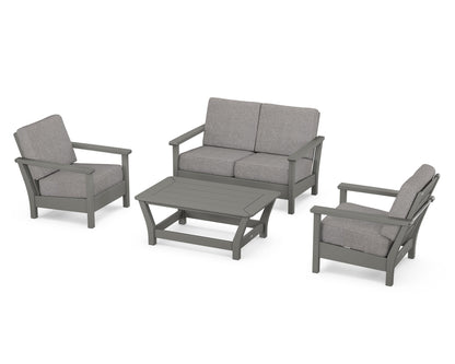 POLYWOOD® Harbour 4-Piece Deep Seating Set in Slate Grey / Grey Mist