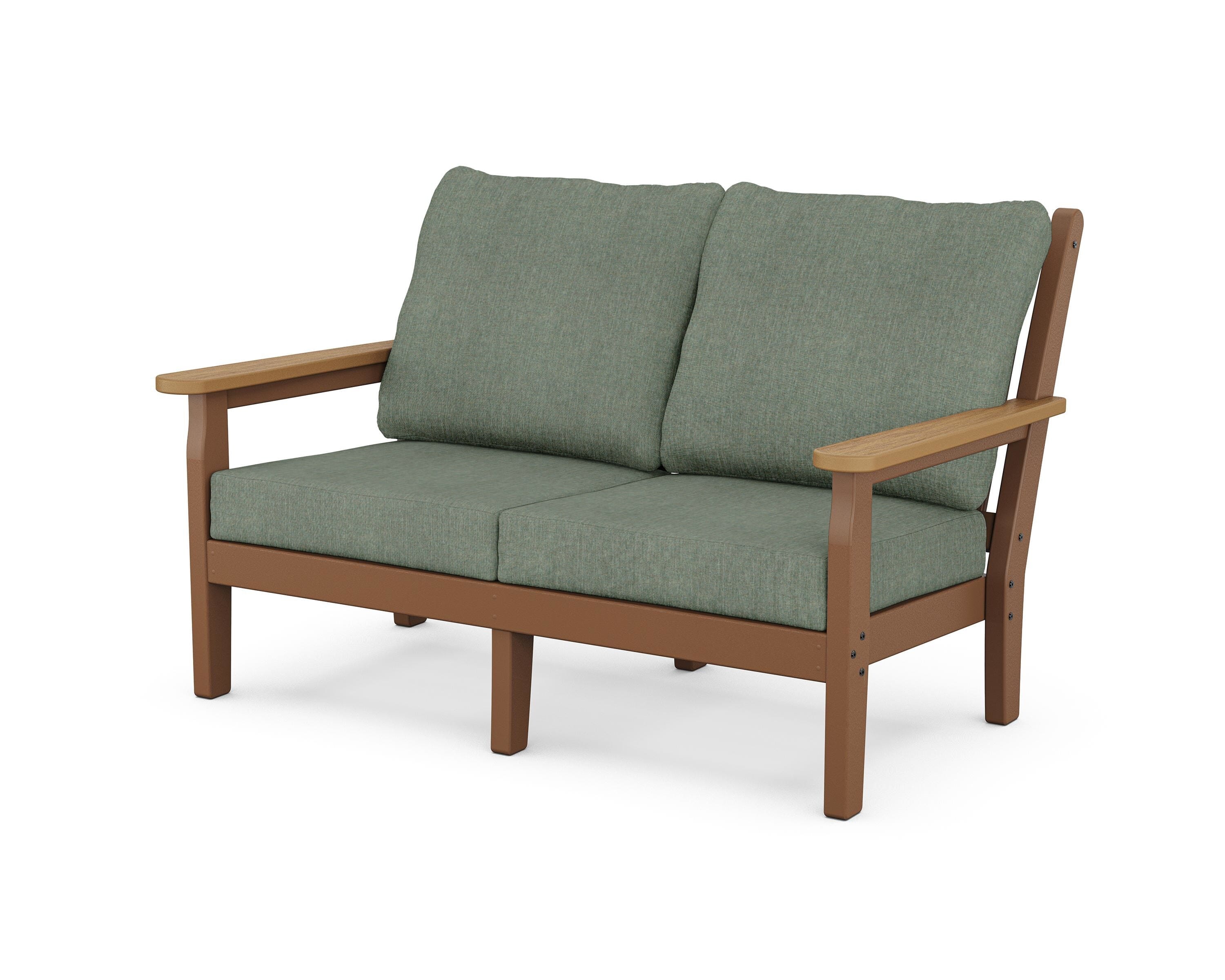 POLYWOOD® Chippendale Deep Seating Loveseat in Teak / Natural / Cast Sage