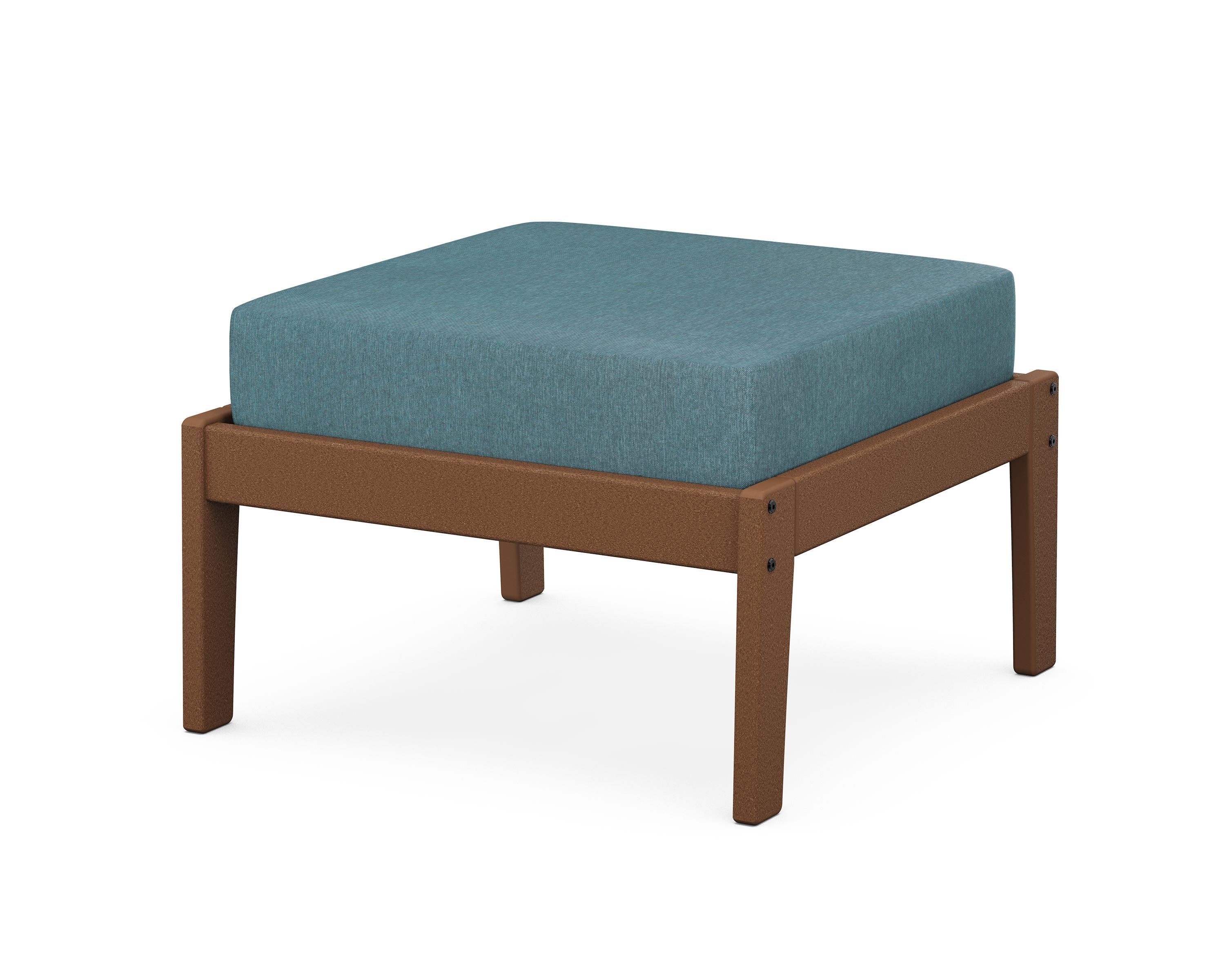 Unbranded Deep Seating Ottoman in Teak / Ocean Teal