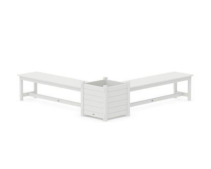 POLYWOOD® 60" Nautical L- Shaped Planter Bench Set- Large in White